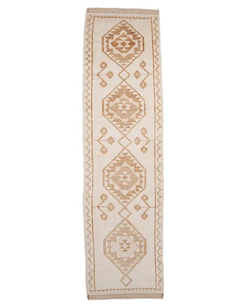 Eleganter beigefarbener Ikat-Teppich, 9,1 x 3,6 m, schickes Dekor