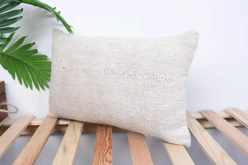Pillow for Sofa, 12x20 White Pillow Case, Wool Kilim Pillow Cushion Case, Pillow Cover, Kilim Pillow Cover, Ethnical Kilim Rug Pillow - 5