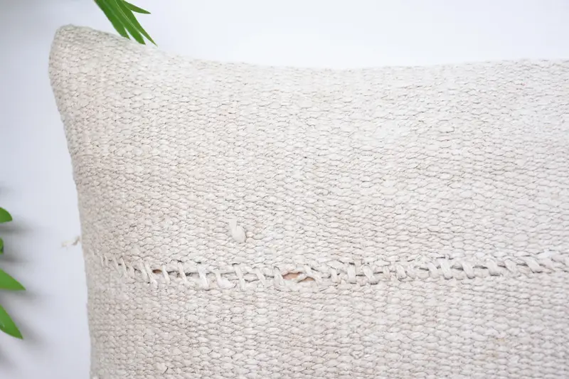 Pillow for Sofa, 12x20 White Pillow Case, Wool Kilim Pillow Cushion Case, Pillow Cover, Kilim Pillow Cover, Ethnical Kilim Rug Pillow - 2