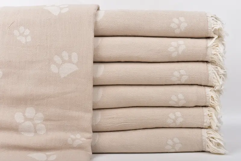 Handmade Gift, Thin towel, Oversized Beach Towel, Housewarming Gift, 70x36 Cotton Paw Design Towel, Wedding Gift For Bride, Beach Theme Wedding Gift - 2