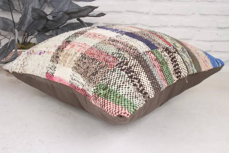 Throw Kilim Pillow, Accent Pillow, Customized Pillow Case, Cushion Cover, Turkish Pillow, Kilim Pillow Cover, Armchair Cushion, 20x20 Blue Pillow - 6