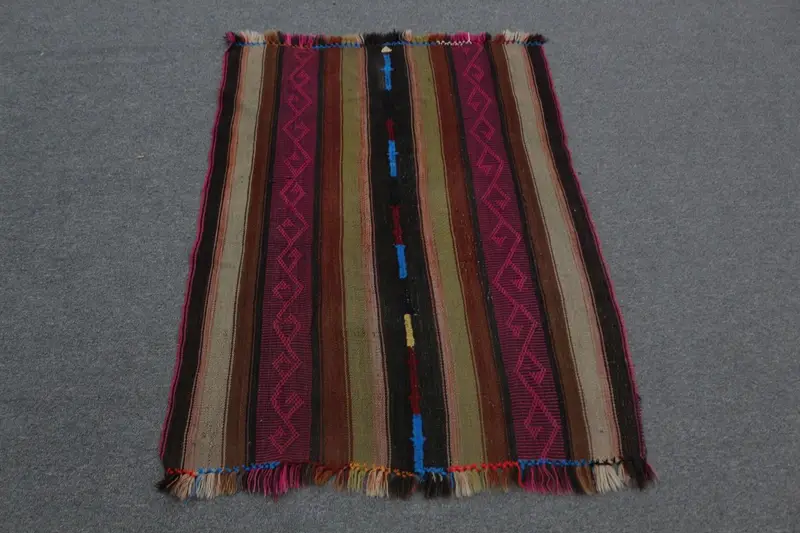 Alfombra del suroeste en color morado y verde, decoración elegante de 3 x 3,7 pies