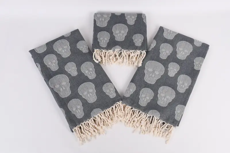 Personalized Gifts, 68x36 Cotton Skull Patterned Towel, Best lightweight Turkish towel for travel USA, Birthday Gift, Cotton towel, Home Decor Gifts - 7