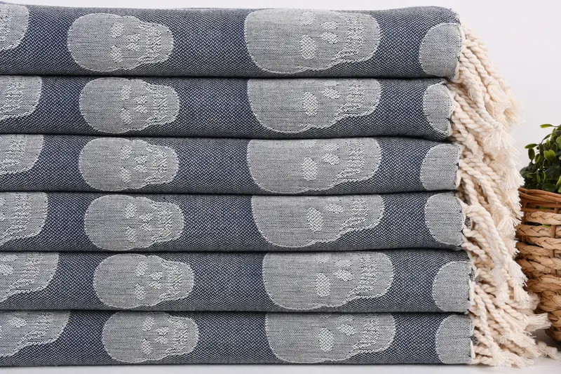 Personalized Gifts, 68x36 Cotton Skull Patterned Towel, Best lightweight Turkish towel for travel USA, Birthday Gift, Cotton towel, Home Decor Gifts - 3