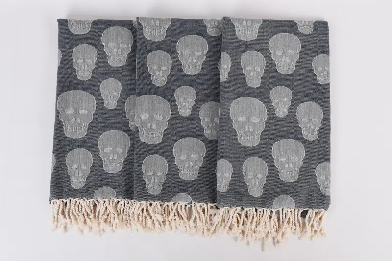 Personalized Gifts, 68x36 Cotton Skull Patterned Towel, Best lightweight Turkish towel for travel USA, Birthday Gift, Cotton towel, Home Decor Gifts - 8
