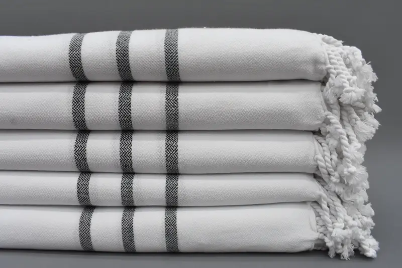 Bridal Shower Favors Turkish Cotton Black Striped Towel, 70x40 Inches