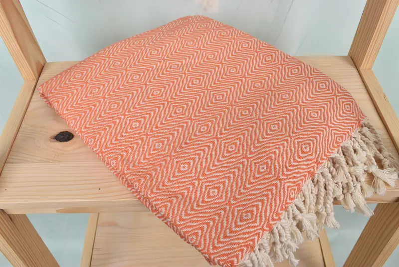 Handmade Gift, Towel With Name, Turkish Bath Towel Set, Luxury towel, Embroidered Towel, Anniversary Gift For Her, 70x40 Cotton Zigzag Diamond Towel - 5