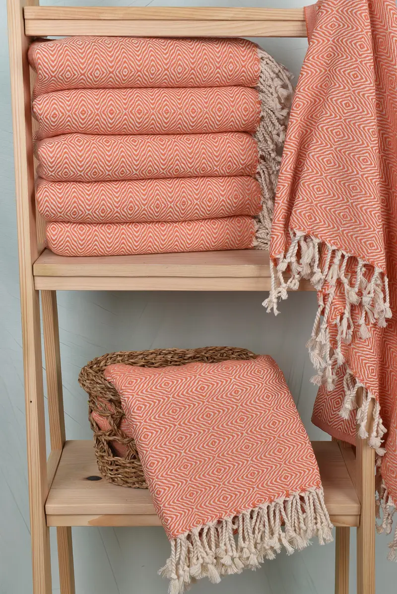 Handmade Gift, Towel With Name, Turkish Bath Towel Set, Luxury towel, Embroidered Towel, Anniversary Gift For Her, 70x40 Cotton Zigzag Diamond Towel - 3