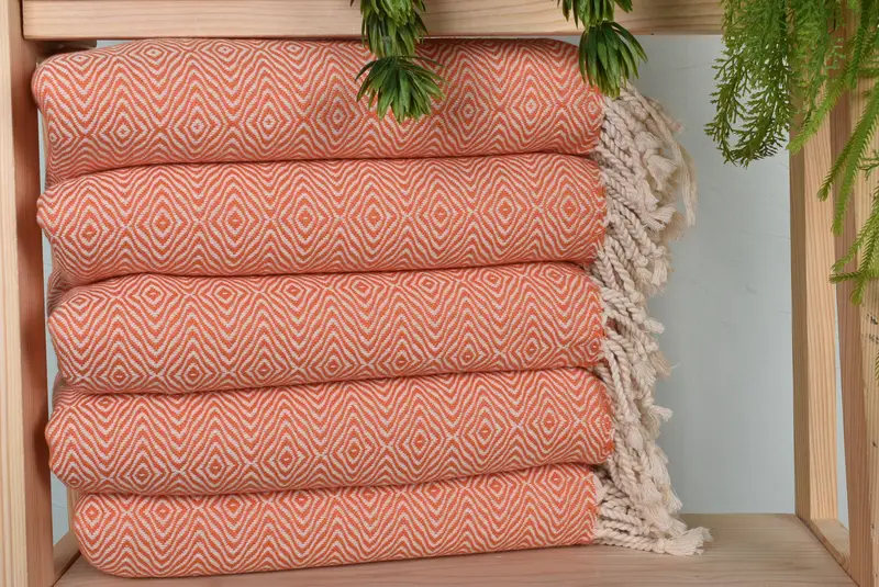 Handmade Gift, Towel With Name, Turkish Bath Towel Set, Luxury towel, Embroidered Towel, Anniversary Gift For Her, 70x40 Cotton Zigzag Diamond Towel - 1