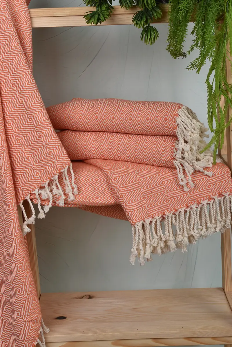 Handmade Gift, Towel With Name, Turkish Bath Towel Set, Luxury towel, Embroidered Towel, Anniversary Gift For Her, 70x40 Cotton Zigzag Diamond Towel - 6
