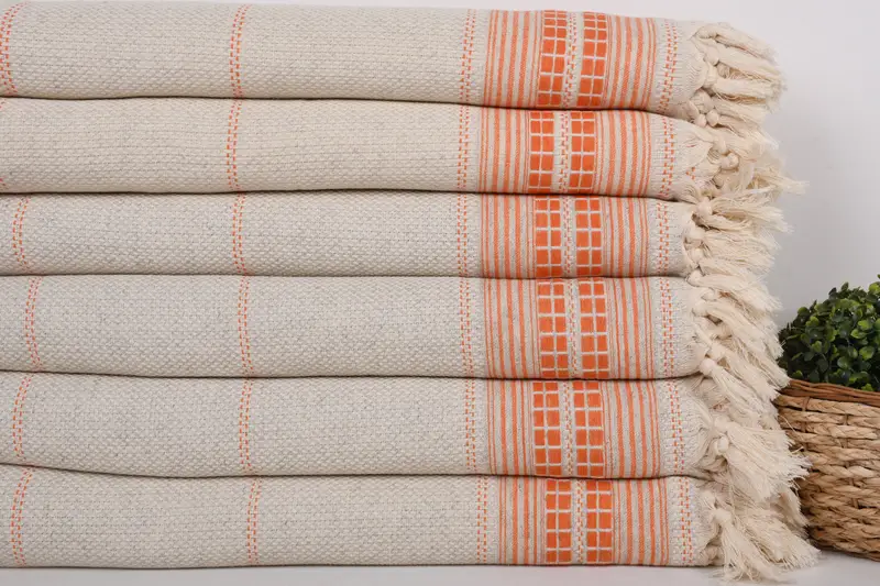 Turkish Bedcover, Bridesmaid Favors, Turkish Cotton Throw Blanket, 96x94 Linen Striped Towel, Personalized Blanket, Throw Blanket, Bedspread - 3