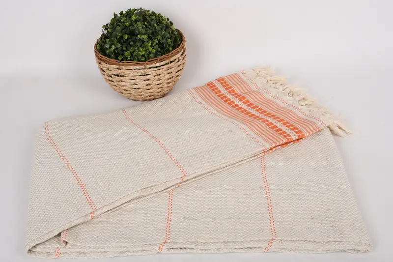 Turkish Bedcover, Bridesmaid Favors, Turkish Cotton Throw Blanket, 96x94 Linen Striped Towel, Personalized Blanket, Throw Blanket, Bedspread - 5