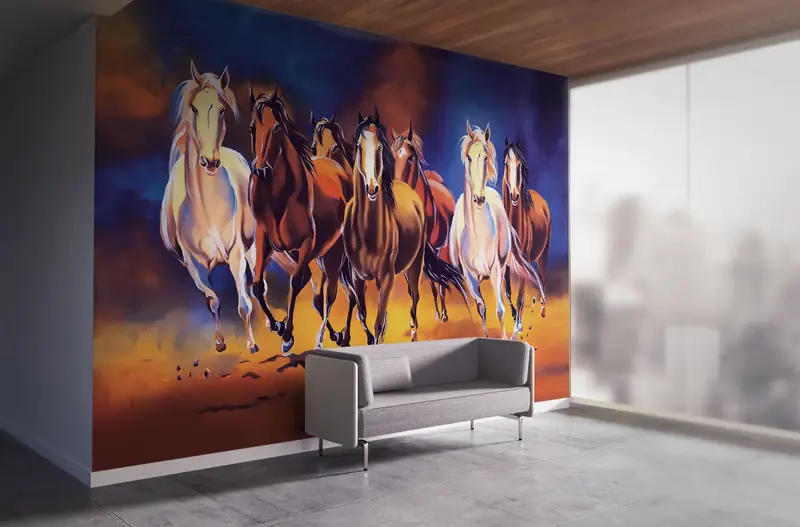 Modern Wall Print,Bright Wall Paper,Custom Wall Paper,Horses Wallpaper,3d Wall Paper,Abstract Wall Print,Ridding Horse Wall Print, - 5