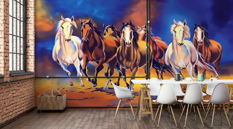 Modern Wall Print,Bright Wall Paper,Custom Wall Paper,Horses Wallpaper,3d Wall Paper,Abstract Wall Print,Ridding Horse Wall Print, - 6
