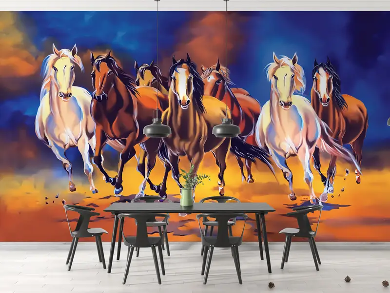 Modern Wall Print,Bright Wall Paper,Custom Wall Paper,Horses Wallpaper,3d Wall Paper,Abstract Wall Print,Ridding Horse Wall Print, - 3