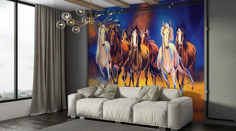 Modern Wall Print,Bright Wall Paper,Custom Wall Paper,Horses Wallpaper,3d Wall Paper,Abstract Wall Print,Ridding Horse Wall Print, - 7