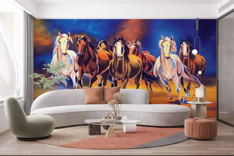 Modern Wall Print,Bright Wall Paper,Custom Wall Paper,Horses Wallpaper,3d Wall Paper,Abstract Wall Print,Ridding Horse Wall Print, - 2
