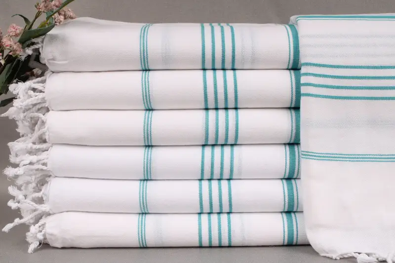 Turkish Beach Towel Petrol Green Striped, 40x71 Inches, Bath Towel