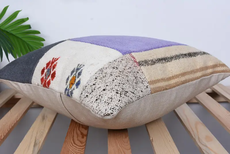 Cushion, 18x18 Purple Pillow Cover, Home Decor Pillow, Vintage Kilim Throw Pillow, Throw Kilim Pillow, Wool Kilim Pillow Pillow - 6