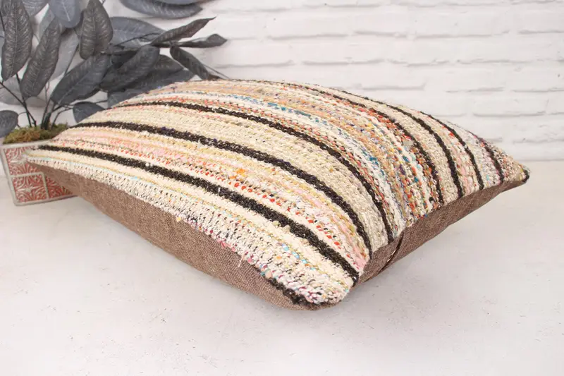 16x24 Brown Cushion Cover, Living Room Throw Cushion Cover, Pillow Cover, Vintage Kilim Throw Pillow, Turkish Kilim Pillow, Kilim Pillow - 6