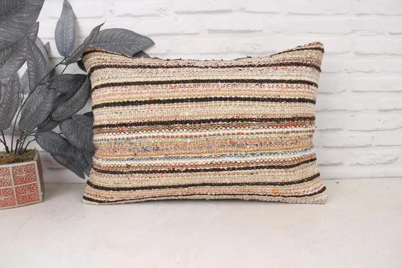 16x24 Brown Cushion Cover, Living Room Throw Cushion Cover, Pillow Cover, Vintage Kilim Throw Pillow, Turkish Kilim Pillow, Kilim Pillow - 1