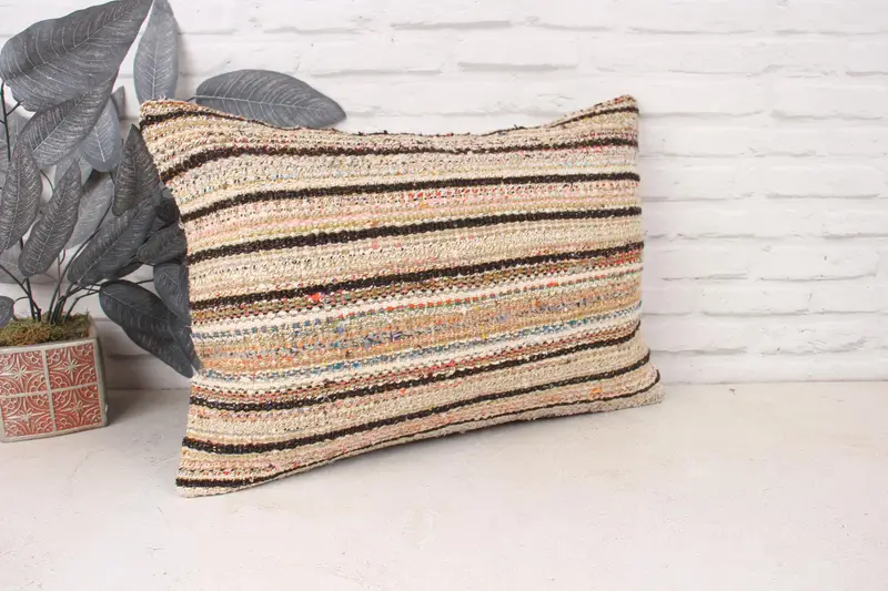 16x24 Brown Cushion Cover, Living Room Throw Cushion Cover, Pillow Cover, Vintage Kilim Throw Pillow, Turkish Kilim Pillow, Kilim Pillow - 3