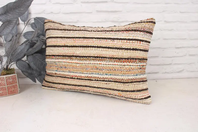 16x24 Brown Cushion Cover, Living Room Throw Cushion Cover, Pillow Cover, Vintage Kilim Throw Pillow, Turkish Kilim Pillow, Kilim Pillow - 4