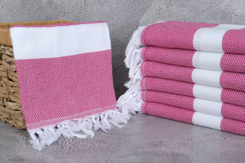 Antibacterial Turkish peshtemal towel, Sand-resistant towel, Large Turkish Towel, 70x40 Cotton Diamond Towel, Bridal Gifts, Absorbent towel - 3