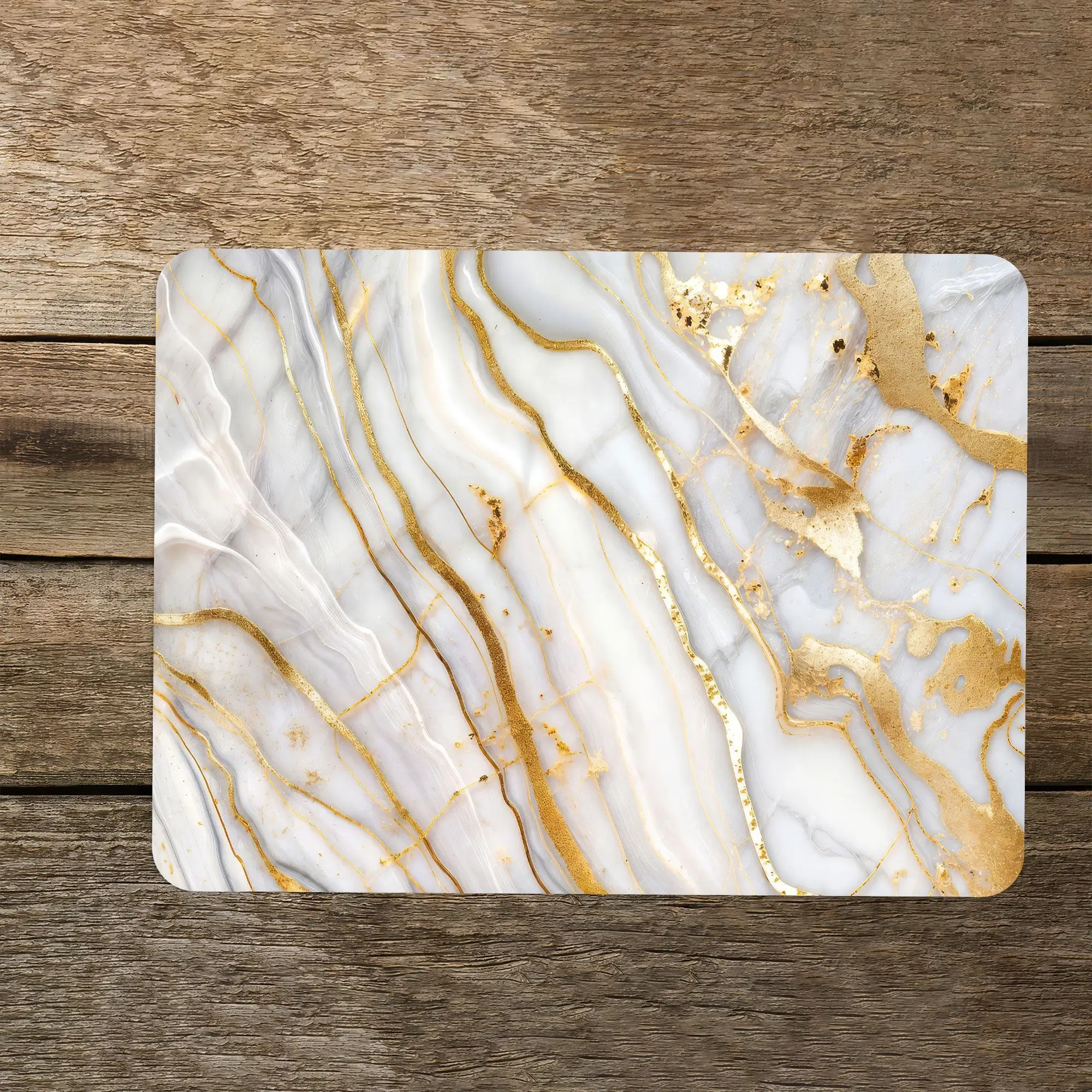 Gold-Edged White Marble Pattern Glass Cutting Board for Kitchen - 1