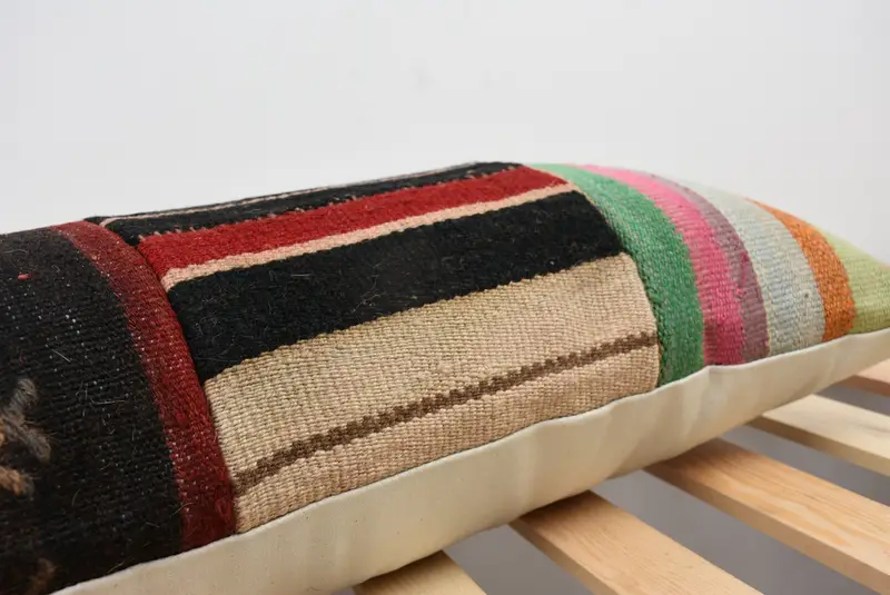 Vintage Kilim Pillow, 12x43 Red Pillow, Shabby Chic Pillow, Farmhouse Pillow, Pillow for Sofa, Turkish Kilim Pillow, Cushion Case - 7