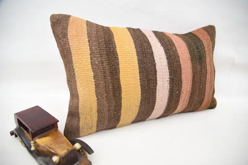Cushion Cover, Christmas Pillow Sham, 12x20 Brown Pillow Case, Vintage Pillow, Car Pillow Cover, Kilim Pillow Cover, Pillow for Sofa, Neutral Pillow - 2