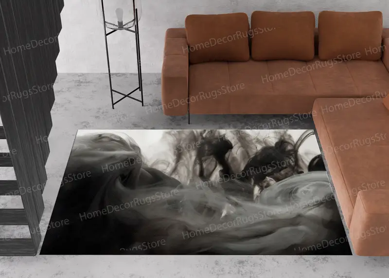 Alfombra estampada contemporánea gris ahumado para espacios habitables estilo loft
