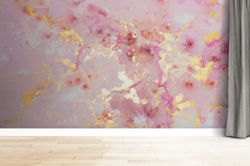 Gold Marble Wallpaper, Wall Paper Peel and Stick, Paper Wall Art, Pink Marble Wall Print, Custom Wall Paper, , Shimmery Mural, - 2