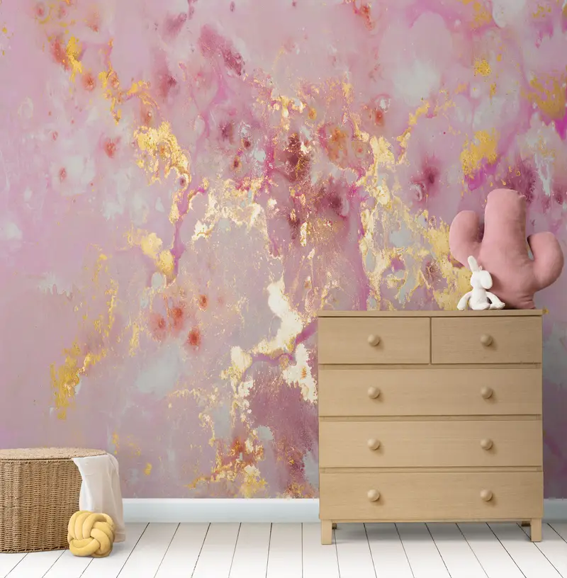Gold Marble Wallpaper, Wall Paper Peel and Stick, Paper Wall Art, Pink Marble Wall Print, Custom Wall Paper, , Shimmery Mural, - 6