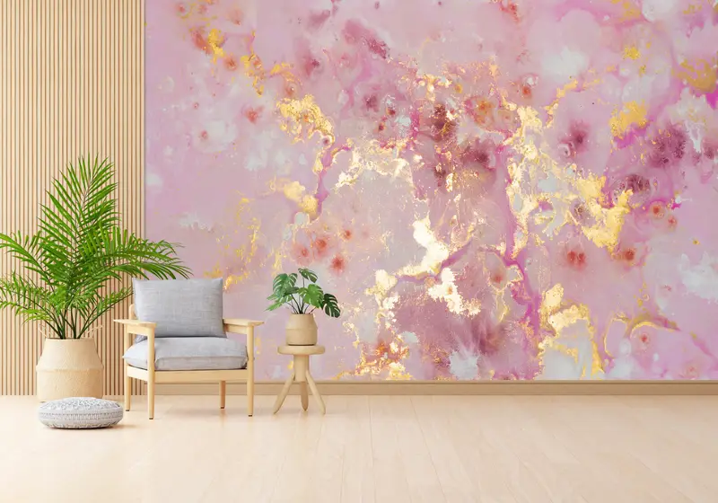 Gold Marble Wallpaper, Wall Paper Peel and Stick, Paper Wall Art, Pink Marble Wall Print, Custom Wall Paper, , Shimmery Mural, - 5