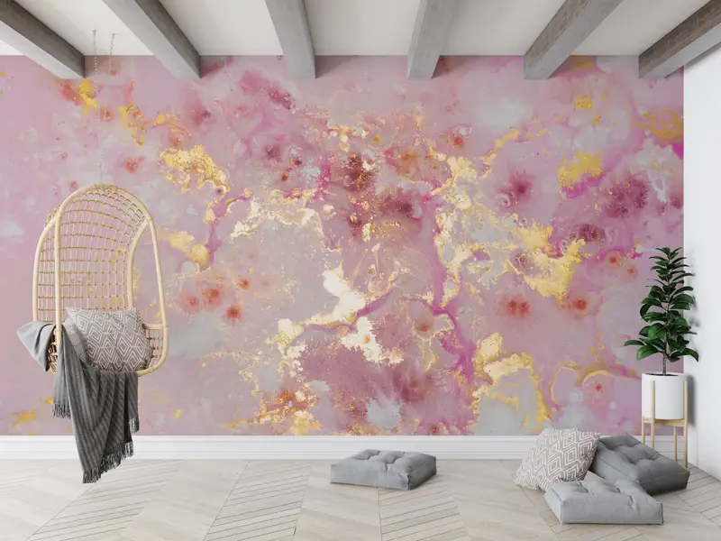 Gold Marble Wallpaper, Wall Paper Peel and Stick, Paper Wall Art, Pink Marble Wall Print, Custom Wall Paper, , Shimmery Mural, - 7