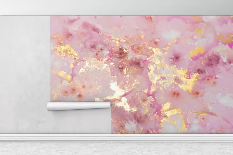 Gold Marble Wallpaper, Wall Paper Peel and Stick, Paper Wall Art, Pink Marble Wall Print, Custom Wall Paper, , Shimmery Mural, - 1