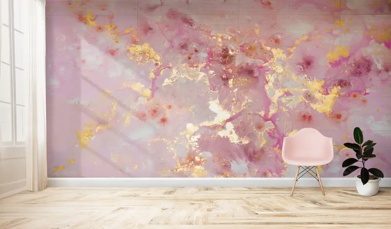 Gold Marble Wallpaper, Wall Paper Peel and Stick, Paper Wall Art, Pink Marble Wall Print, Custom Wall Paper, , Shimmery Mural, - 3