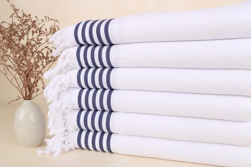 Personalized Turkish Beach Towel Navy Stripes, 40x67 Inches