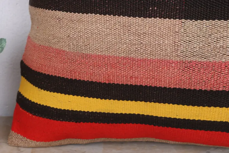 Neutral Throw Cushion, Kilim Pillow, Boho Pillow, Pillow Sham, 20x20 Red Pillow Sham, Vintage Kilim Throw Pillow, Boho Throw Pillow Cover - 3