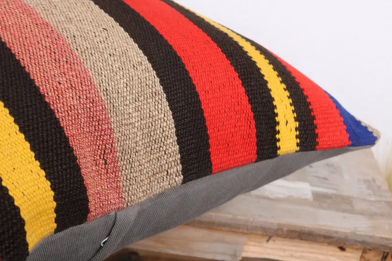 Neutral Throw Cushion, Kilim Pillow, Boho Pillow, Pillow Sham, 20x20 Red Pillow Sham, Vintage Kilim Throw Pillow, Boho Throw Pillow Cover - 6