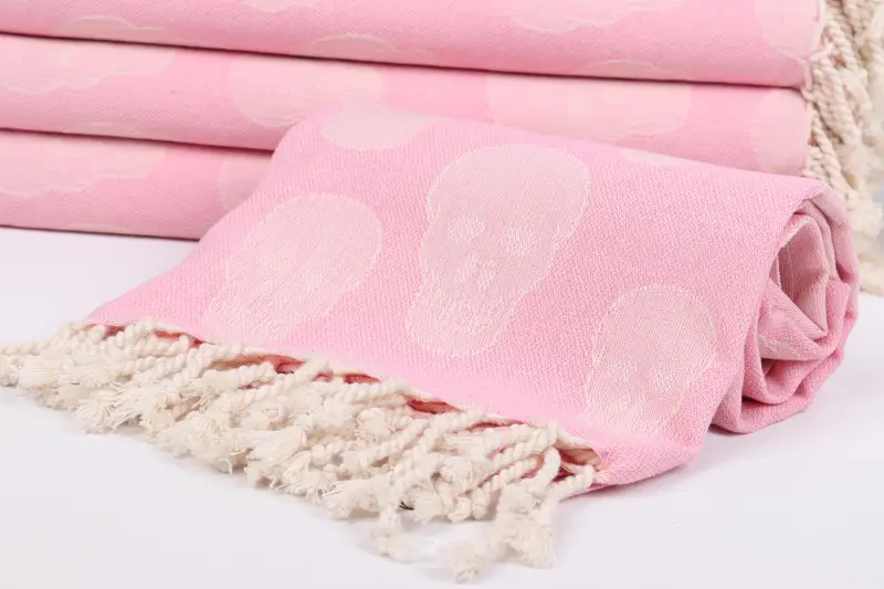 Lightweight towel, Soft towel, 68x36 Cotton Skull Patterned Towel, Pool Towels, Gift For Mom, Hammam towel, Luxury Turkish beach towel with fringe - 5