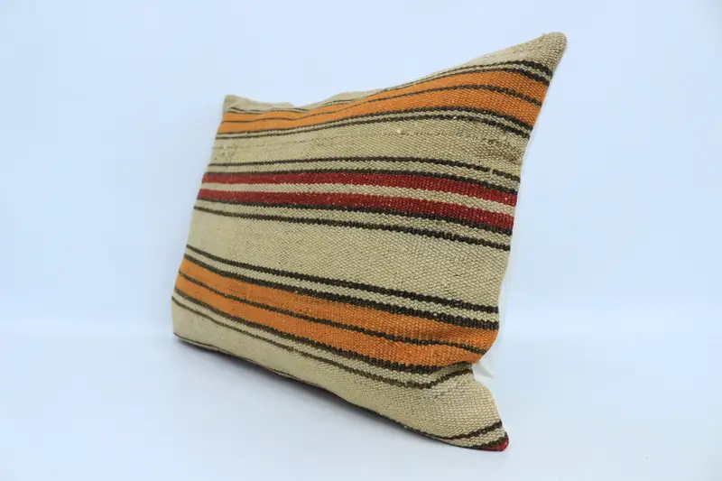 Turkish Kilim Pillow, 20x28 Beige Pillow Cover, Sofa Bolster Cushion Cover, Pillow, Kilim Pillow, Boho Pillow, Vintage Pillow Case - 4