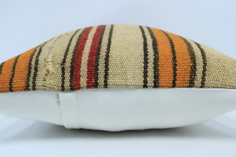 Turkish Kilim Pillow, 20x28 Beige Pillow Cover, Sofa Bolster Cushion Cover, Pillow, Kilim Pillow, Boho Pillow, Vintage Pillow Case - 5