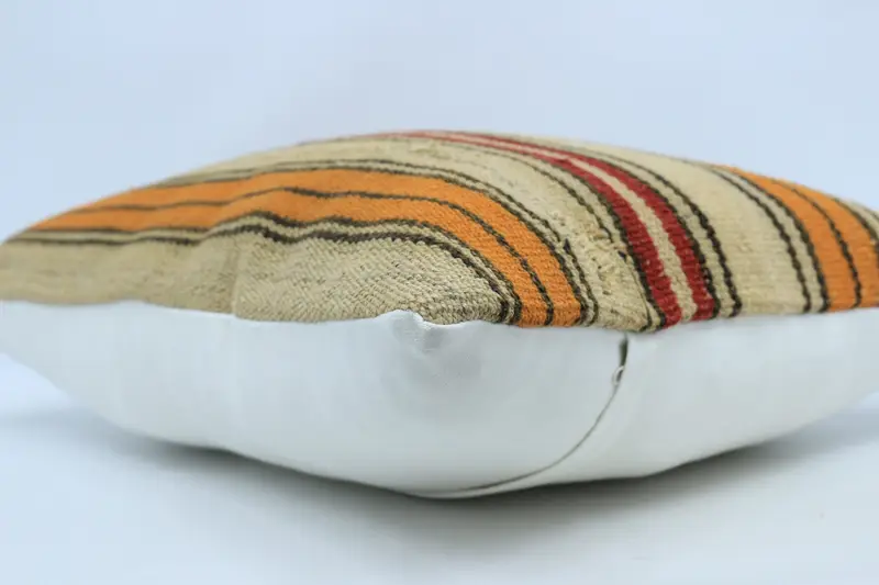 Turkish Kilim Pillow, 20x28 Beige Pillow Cover, Sofa Bolster Cushion Cover, Pillow, Kilim Pillow, Boho Pillow, Vintage Pillow Case - 6