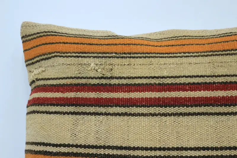 Turkish Kilim Pillow, 20x28 Beige Pillow Cover, Sofa Bolster Cushion Cover, Pillow, Kilim Pillow, Boho Pillow, Vintage Pillow Case - 2