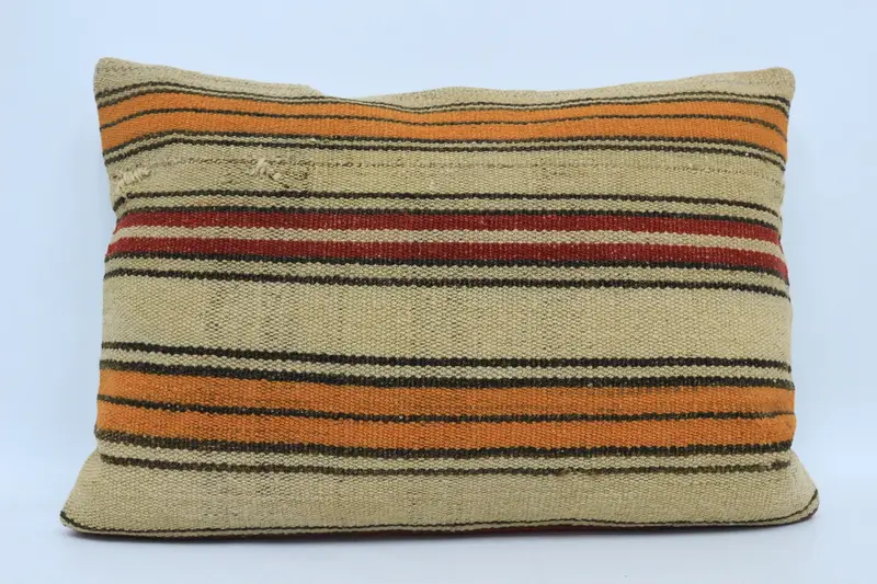 Turkish Kilim Pillow, 20x28 Beige Pillow Cover, Sofa Bolster Cushion Cover, Pillow, Kilim Pillow, Boho Pillow, Vintage Pillow Case - 1