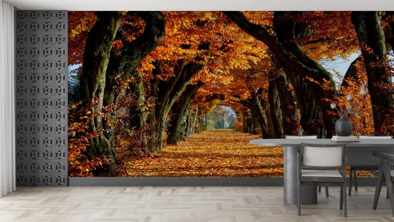 3D Wallpaper, Tree Landscape Mural, Tree Wall Print, View Digital Paper, Autumn Tree Landscape Digital Paper, Gift For The Home, - 6