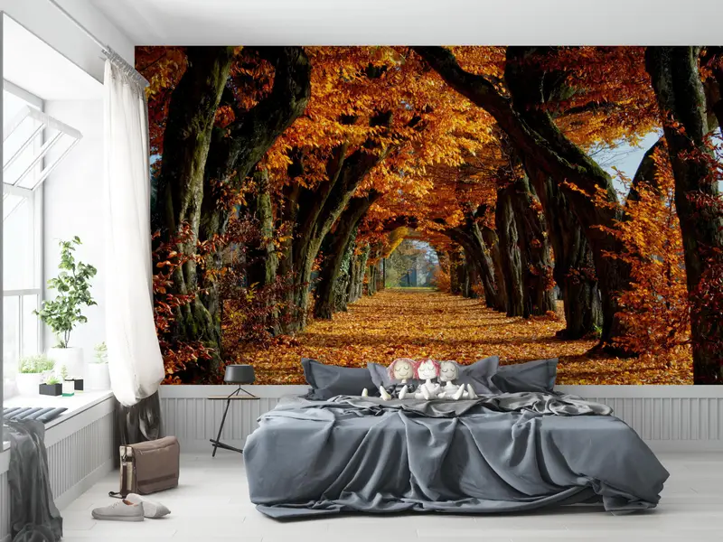 3D Wallpaper, Tree Landscape Mural, Tree Wall Print, View Digital Paper, Autumn Tree Landscape Digital Paper, Gift For The Home, - 8