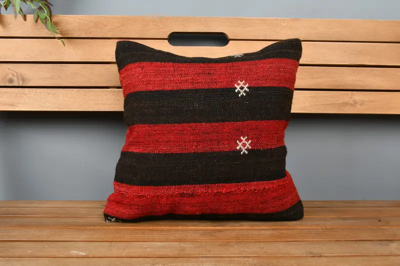 Pillow for Couch, Tribal Pillow Sham, Kilim Cushion Sham, Kilim Pillow, Pillow, Accent Cushion Cover, Bed Pillow Sham, 16x16 Red Cushion - 6